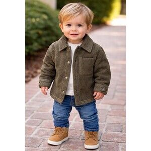 Jacket 18 months Kiks fleece sweater green snap closure infant baby boys